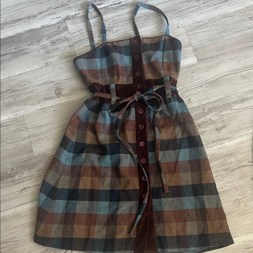 NWT Anthropologie Maple Wool Dress Plaid Sz 2